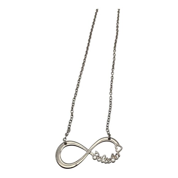 Sterling Silver "Believe" Infinity Pendant Necklace With Delicate Chain - Picture 11 of 11
